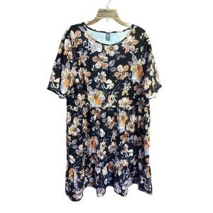 Emery Rose Floral Black Print Dress Sz 2XL NWT
